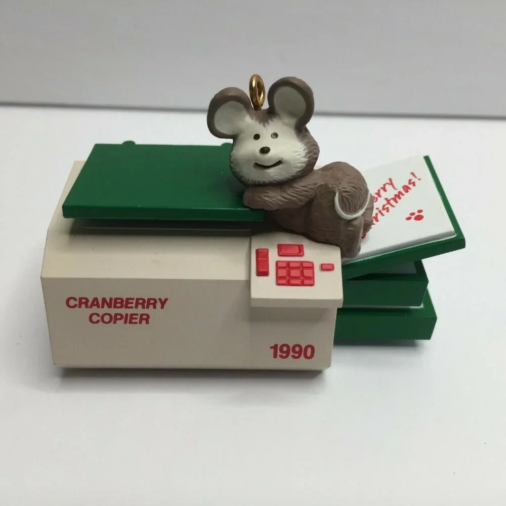 Vintage Hallmark Keepsake Cranberry Copier Handcrafted Ornament 1990 Mouse